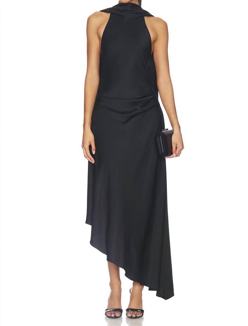 NEW SIMKHAI monica satin midi dress in black
